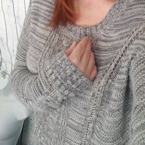 Gray cable knit Sweater Cozy XL